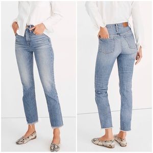 MADEWELL The Perfect Vintage Jean Ainsworth Wash Frayed Hem Mom Jeans 25 Waist